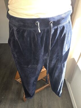 Anthropologie Velvet Drawstring Lounge Pants in Deep Navy